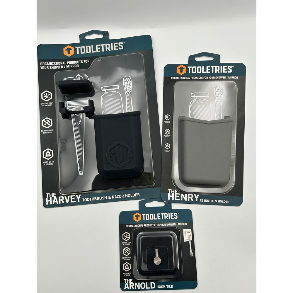 Tooletries Lot of 3 The Harvey The Henry The Arnold Silicone Shower Organizers